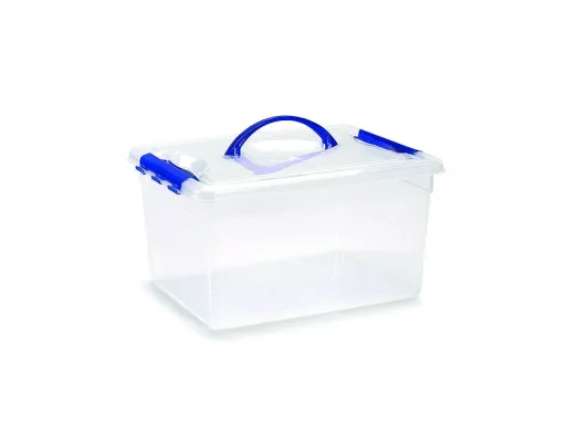 Caixa de Armazenagem Plasticforte nº 9 Transparente com Tampa e Asa Capacidade 12 l