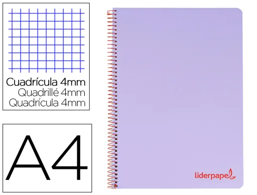 Caderno Espiral A4 Wonder Capa Plástico 80f 90gr Quadricula 4mm com Margem Violeta
