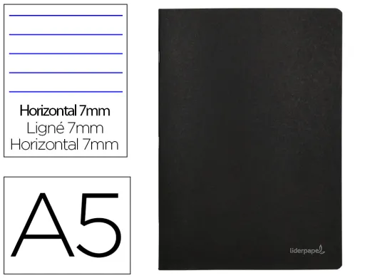 Caderno Agrafado Capa Preta Din A5 80 F Pautado 60gr