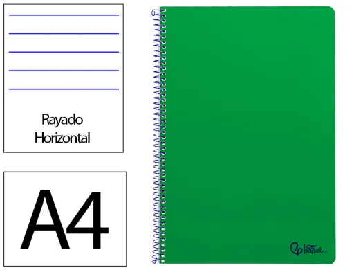 Caderno Espiral Liderpapel Smart Din a4 Capa Suave 80 f 75gr Pautado com Margem Cor Verde