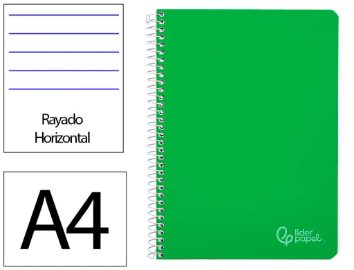Caderno Espiral Liderpapel Witty Din a4 Capa Dura 80f 90gr Pautado com Margem Cor Verde