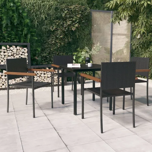 Conjunto de Jantar para Jardim Preto (5 pcs)