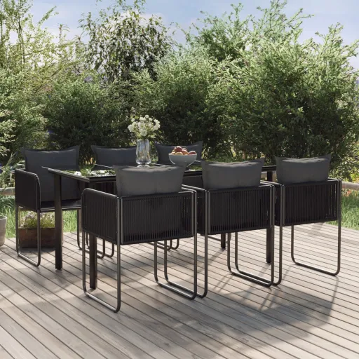 Conjunto de Jantar para Jardim Preto  (7 pcs)