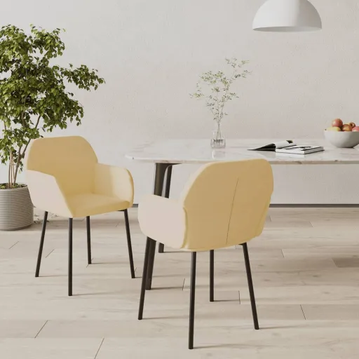 Cadeiras de Jantar   Veludo Cor Creme (2 pcs)