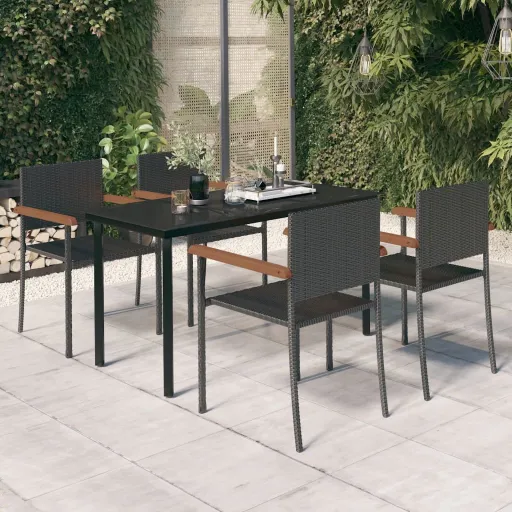 Conjunto de Jantar para Jardim Preto (5 pcs)