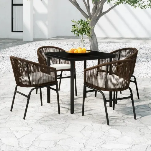 Conjunto de Jantar para Jardim Castanho (5 pcs)