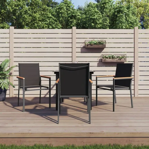 Conjunto de Jantar para Jardim Textilene e Aço Preto (5 pcs)