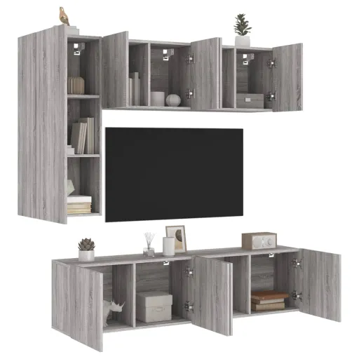 Móveis de Parede p/ TV Derivados de Madeira Cinza Sonoma (5 pcs)