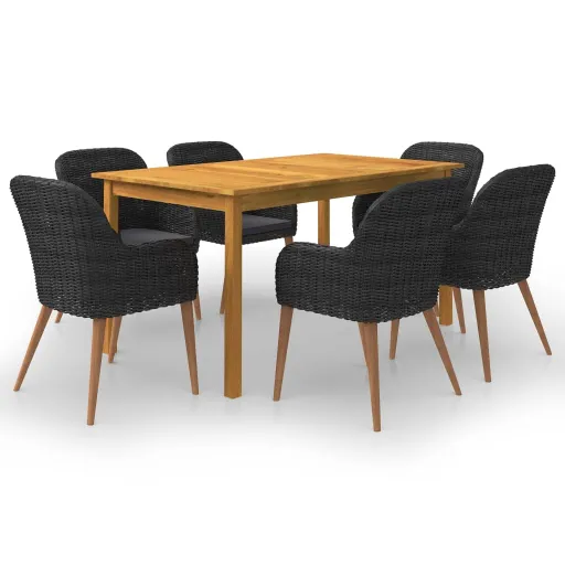 Conjunto de Jantar para Jardim Preto (7 pcs)