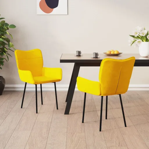 Cadeiras de Jantar   Veludo Amarelo (2 pcs)
