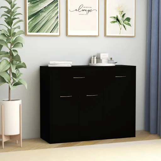 Aparador 88x30x70 cm Contraplacado Preto