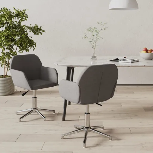 Cadeiras de Jantar Giratórias   Tecido Cinzento-Claro (2 pcs)