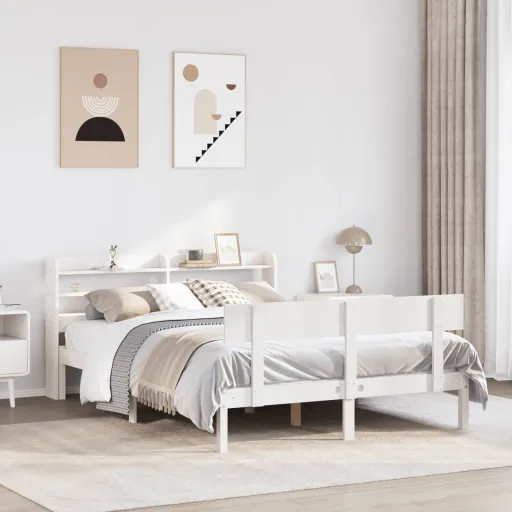 Cama Sem Colchão 120x190 cm Madeira de Pinho Maciça Branco