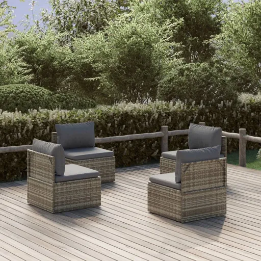 Sofás de Centro para Jardim   57x57x56 cm Vime PE Cinza (4 pcs)