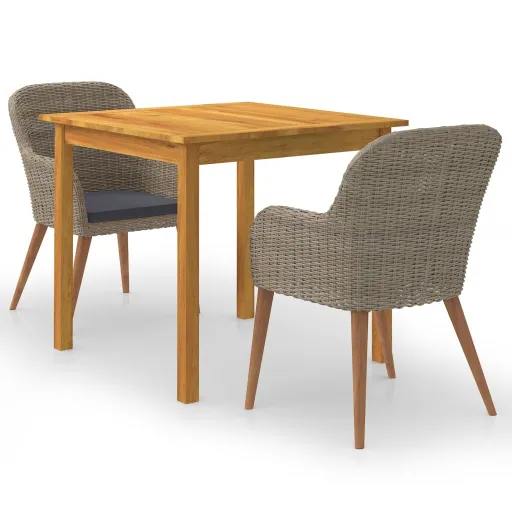 Conjunto de Jantar para Jardim Castanho (3 pcs)