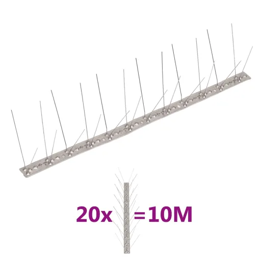 Conjunto 20 Picos Pássaros e Pombos 4 Filas 10m Aço Inoxidável