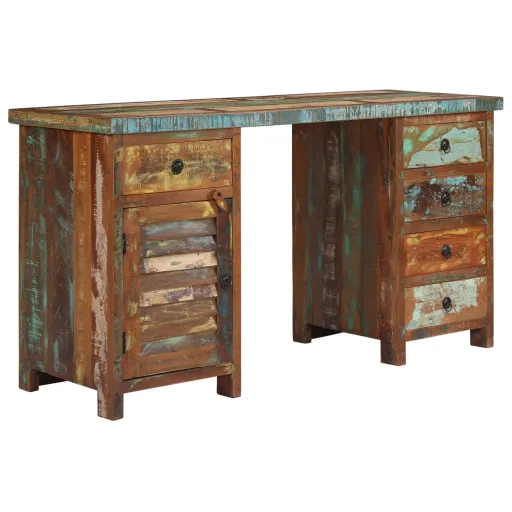 Secretária Pedestal Madeira Recuperada Maciça 140x50x77cm