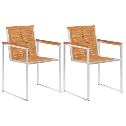 Cadeiras de Jardim   Madeira Acácia Maciça e Aço Inoxidável (2 pcs)