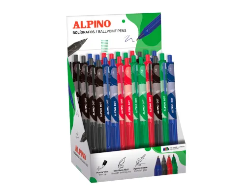 Esferográfica Alpino Dot Tinta Óleo Expositor de 24 Unidades Cores Sortidas