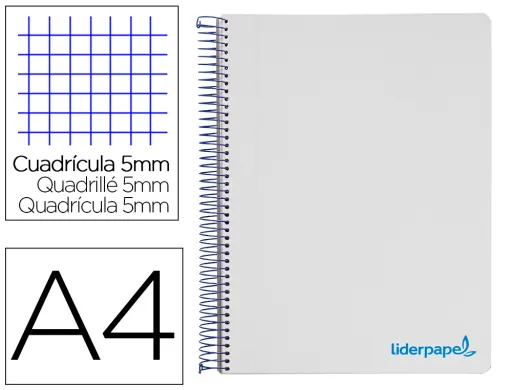 Caderno Espiral A4 Micro Wonder Capa Plástico 120f 90 gr Quadricula 5 mm 5 Bandas 4 Furos Turquesa