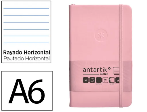 Caderno com Elastico Antartik Notes Capa Dura a6 Pautado Rosa Pastel 100 Folhas 80 gr Fsc
