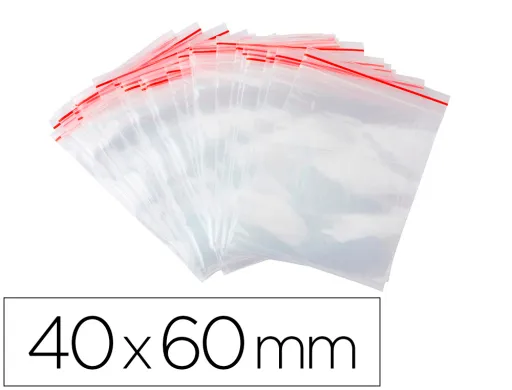 Bolsa Plástico Auto Selada Q-Connect 40x60 mm Pack de 100 Unidades