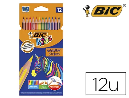 Lápis de Cor Bic Evolution Stripes Caixa de 12 Cores Sortidas