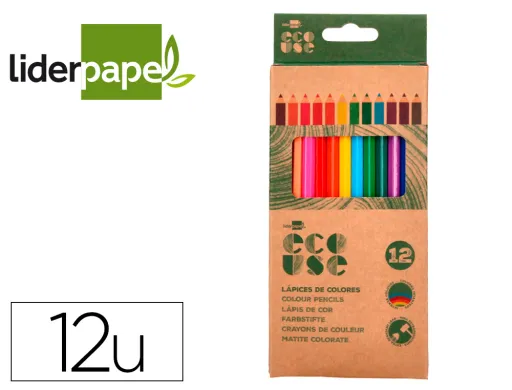 Lápis de Cor Liderpapel Ecouse Caixa de 12 Cores Sortidas com Certificação Fsc