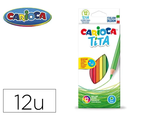 Lápis de Cor Carioca Tita Hexagonal Caixa de 12 Unidades Cores Sortidas