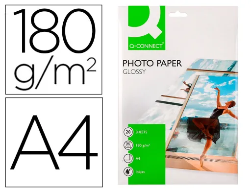 Papel Fotografia Q-Connect Glossy Caixa 20 Folhas 180 gr Papel Revestido