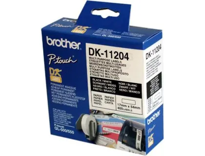 Etiquetas Precortadas Brother Dk11204 Branca 17 mm x 54 mm Papel Termico Multiproposito 400 Etiquetas