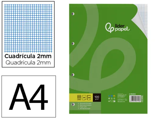 Recarga Din A4 100 Folhas 100g/m2 Quadricula 2mm com Margem 4 Furos