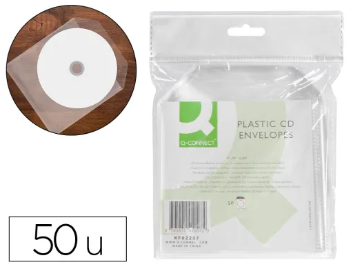 Envelope de Polipropileno Q-Connect para Cd's/Dvd's Pack de 50 Unidades