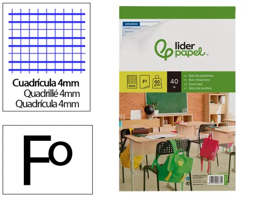 Bloco Exames Quadricula 4 mm Foli 40 Folhas 60g/m2