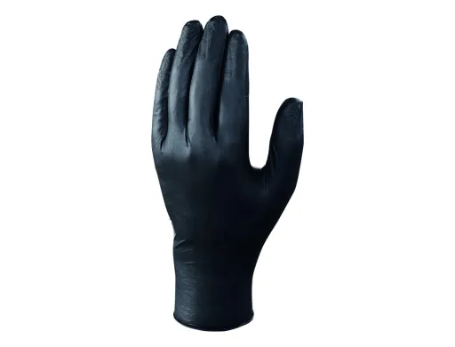 Luvas de Nitrilo Deltaplus Quimico Descartavel Sem po Tamanho 6/7 Cor Preto Caixa de 100 Unidades