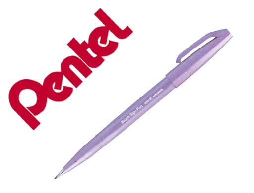 Marcador Pentel Brush Sign Pen Cor Violeta Claro