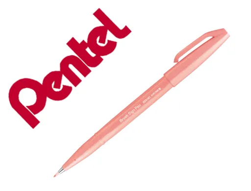 Marcador Pentel Brush Sign Pen Cor Laranja Coral