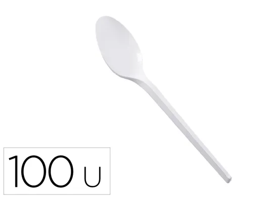 Colher de Plastico Branco Reutilizavel Pack de 100 Unidades