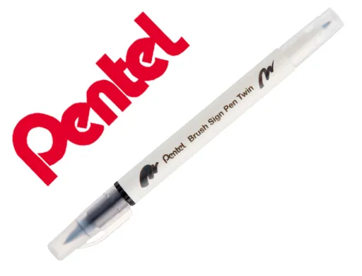 Pincel Pentel Brush Sign Pen com Ponta Dupla Cor Preto