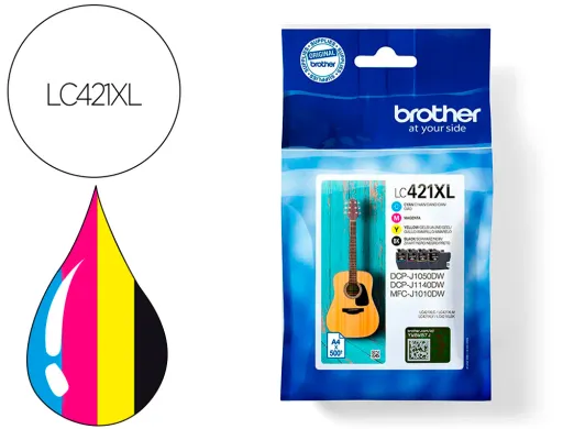 Tinteiro Brother Lc421xlval Dcp-J1050dw / Dcp-J1140dw / Mfc-J10 Pack 4 Cores 500 Paginas