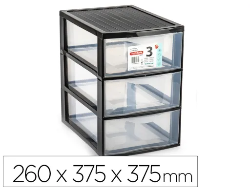 Cómoda Plastiforte Ebro com 3 Gavetas Cor Preto 260x375x375 mm