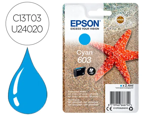Tinteiro Epson Ciano Std Estrella de Mar 1 603 Rf / Am Single