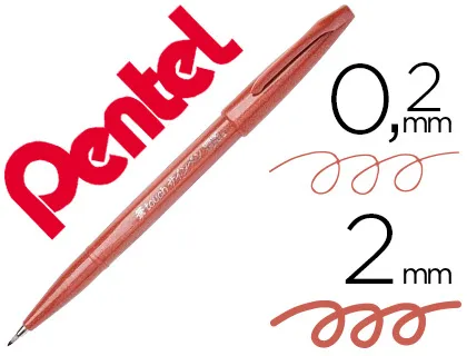 Caneta Pincel Pentel Touch para Caligrafia Cor Castanho