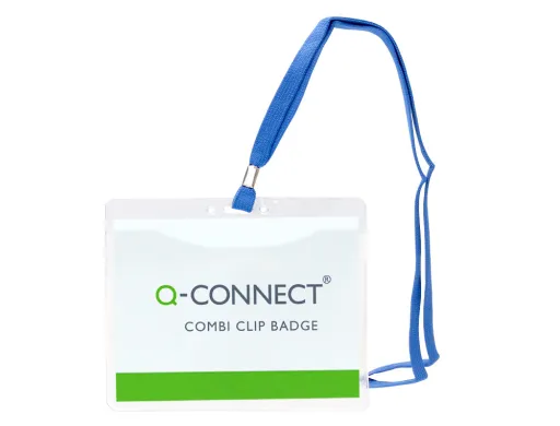 Identificador Q-Connect com Cordão Plano Preto a6 154x127 mm Abertura Superior