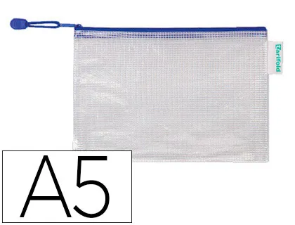 Bolsa Multiusos Tarifold Pvc Din A5 Abertura Superior com Fecho Porta Esferográfica e Correia Azul 1 Unidade