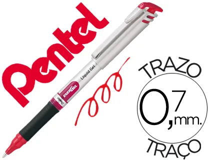 Roller Pentel Bl17 Energel Ponta Metal Vermelho