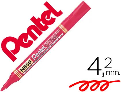 Marcador Pentel N850 Permanente Ponta Redonda Vermelho