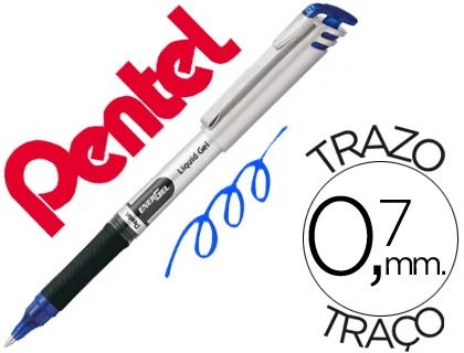 Roller Pentel Bl17 Energel Ponta Metal Azul