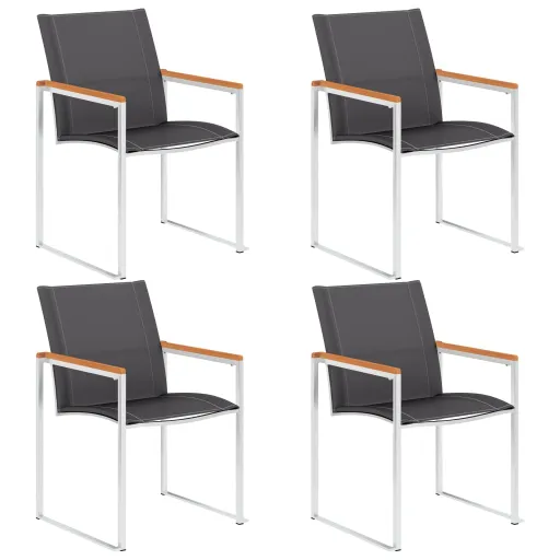 Cadeiras de Jardim   Textilene e Aço Inoxidável Cinzento (4 pcs)