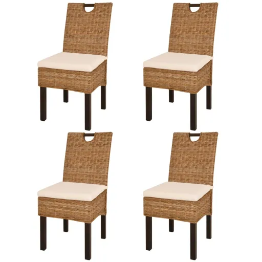 Cadeiras de Jantar,  , Vime Kubu e Madeira de Mangueira (4 pcs)
